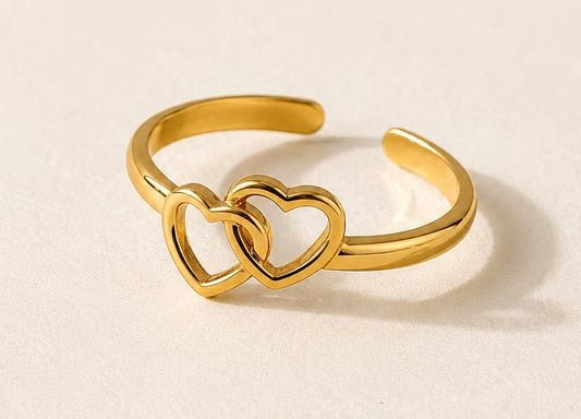 Sweetheart Duo Adjustable Anti-Tarnish Ring