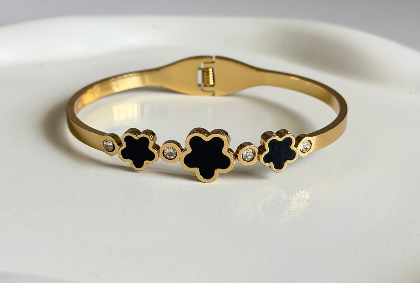 Elegant Triple Flower Anti Tarnish Kada Bracelet - Regular Size