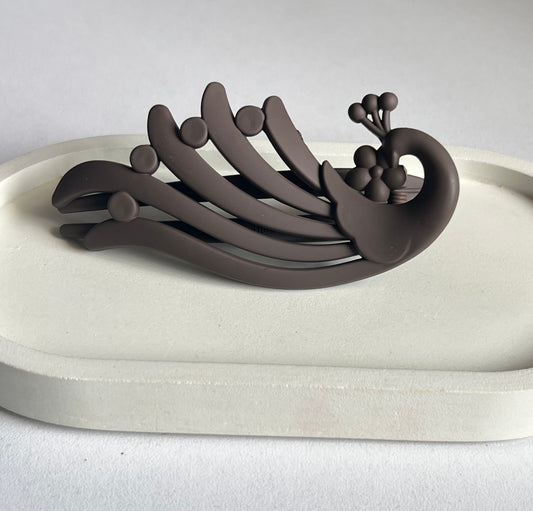 Peacock Elegance Hair Clip - Muted Brown
