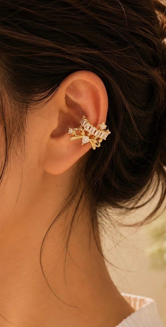 Crystal Ribbon Anti-Tarnish Ear Cuff ( 1 Piece)
