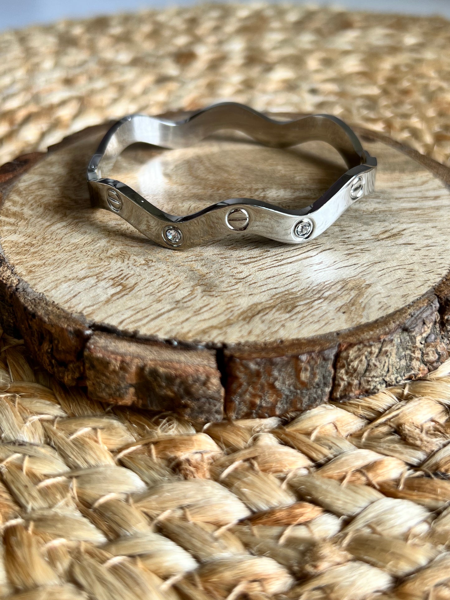 Forever Gleam Swirly Kada Bracelet - Silver