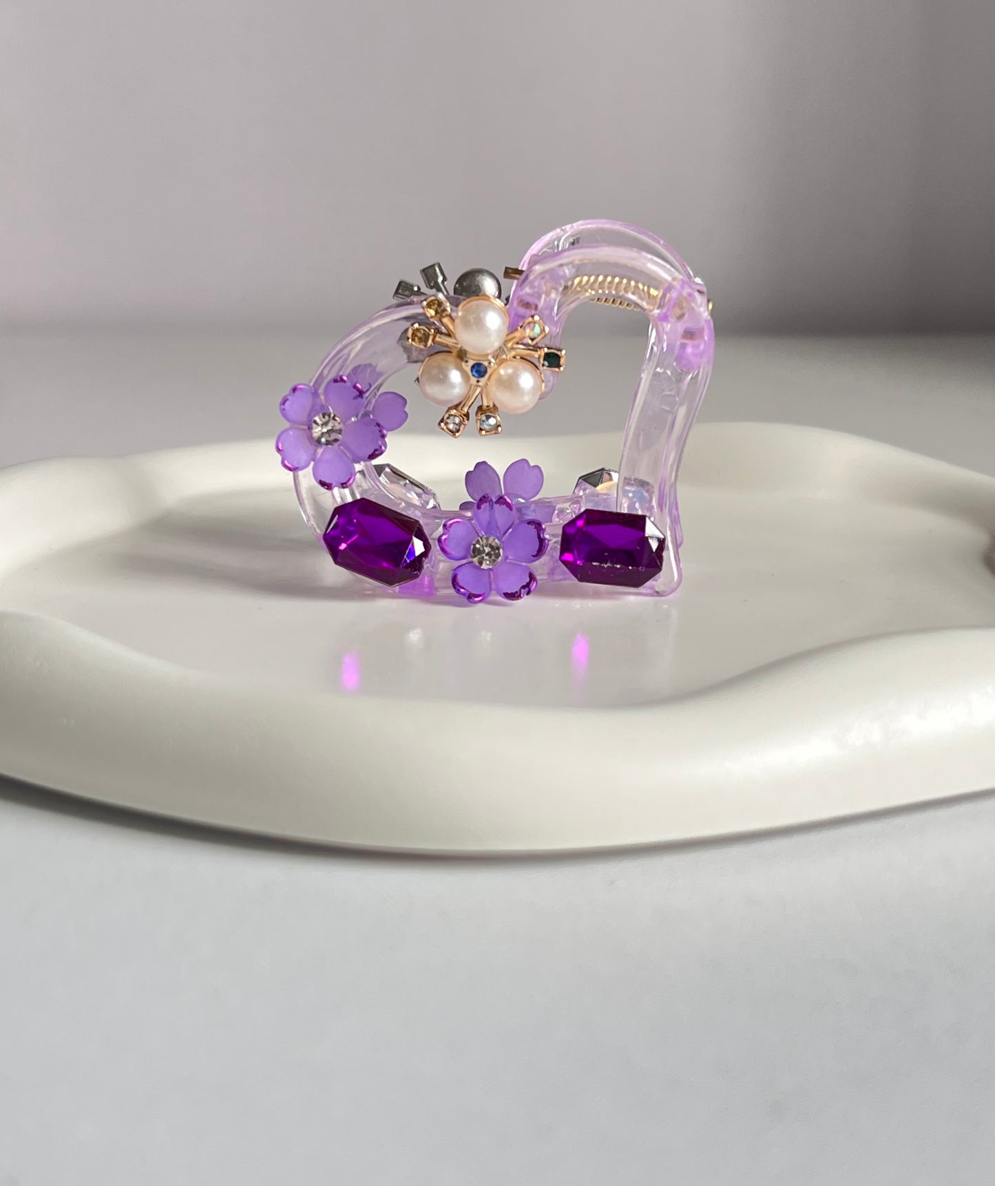 Eternal Bloom Heart Claw Clip - Purple