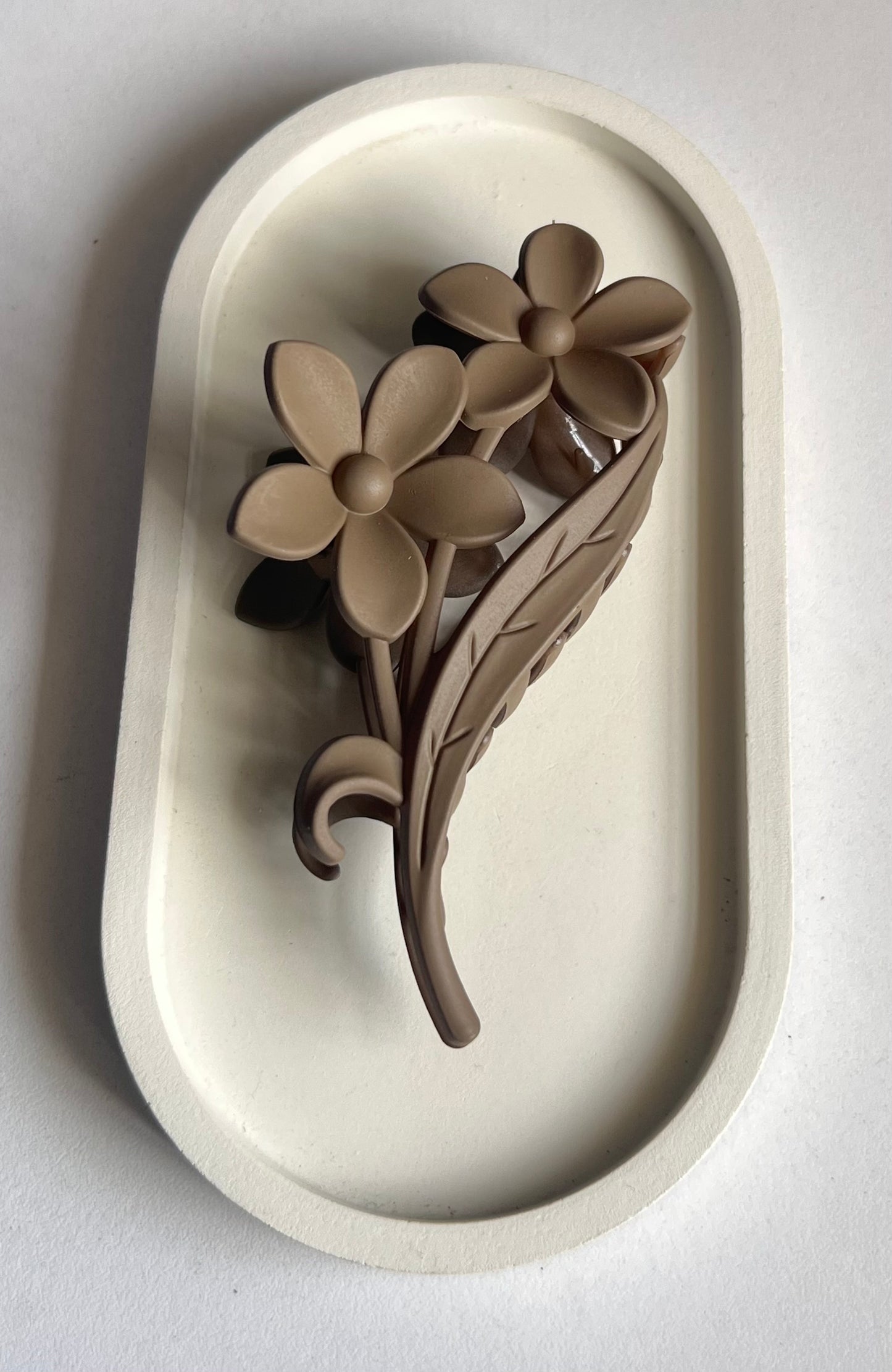 Floral Duo Hair Clip - Light Brown