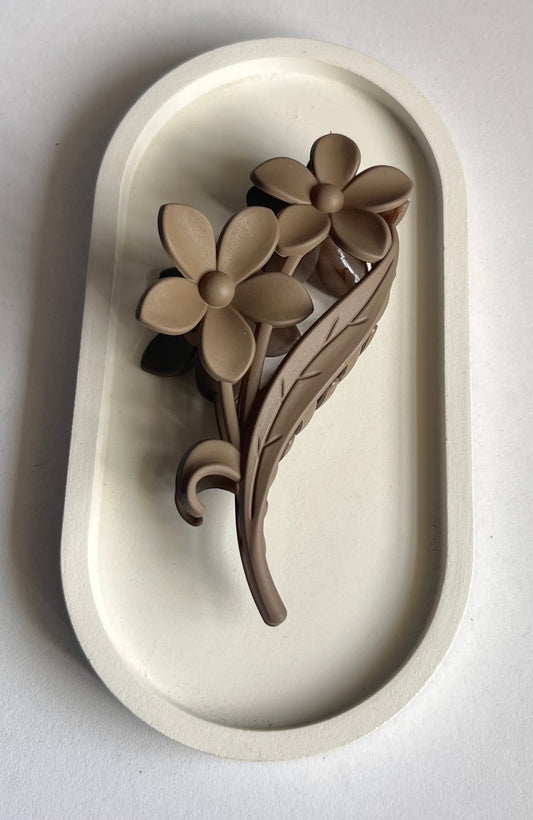 Floral Duo Hair Clip - Light Brown