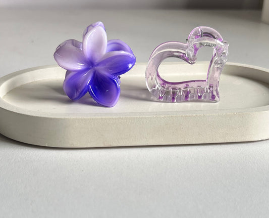 Flower Kiss & Heart Bliss Mini Clips (2 Pieces) - Purple