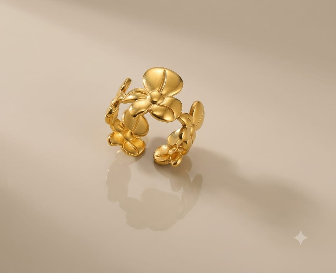 Botanical Blossom Anti Tarnish Adjustable Ring
