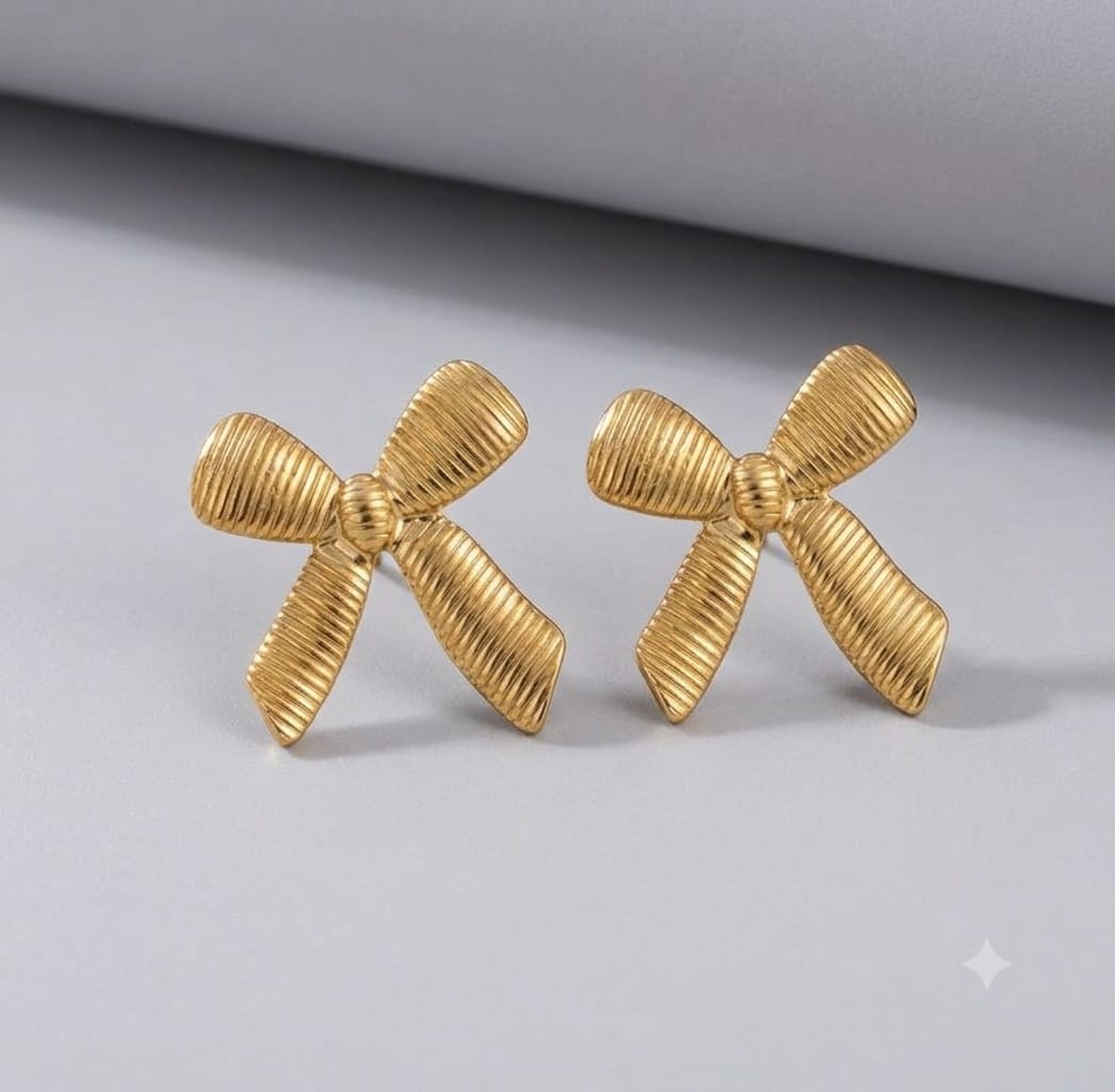The Ribbed Bow Anti Tarnish Earrings