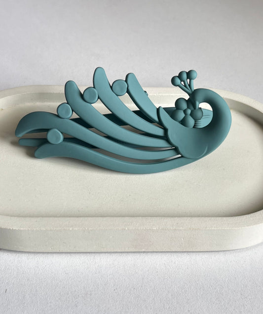 Peacock Elegance Hair Clip - Teal