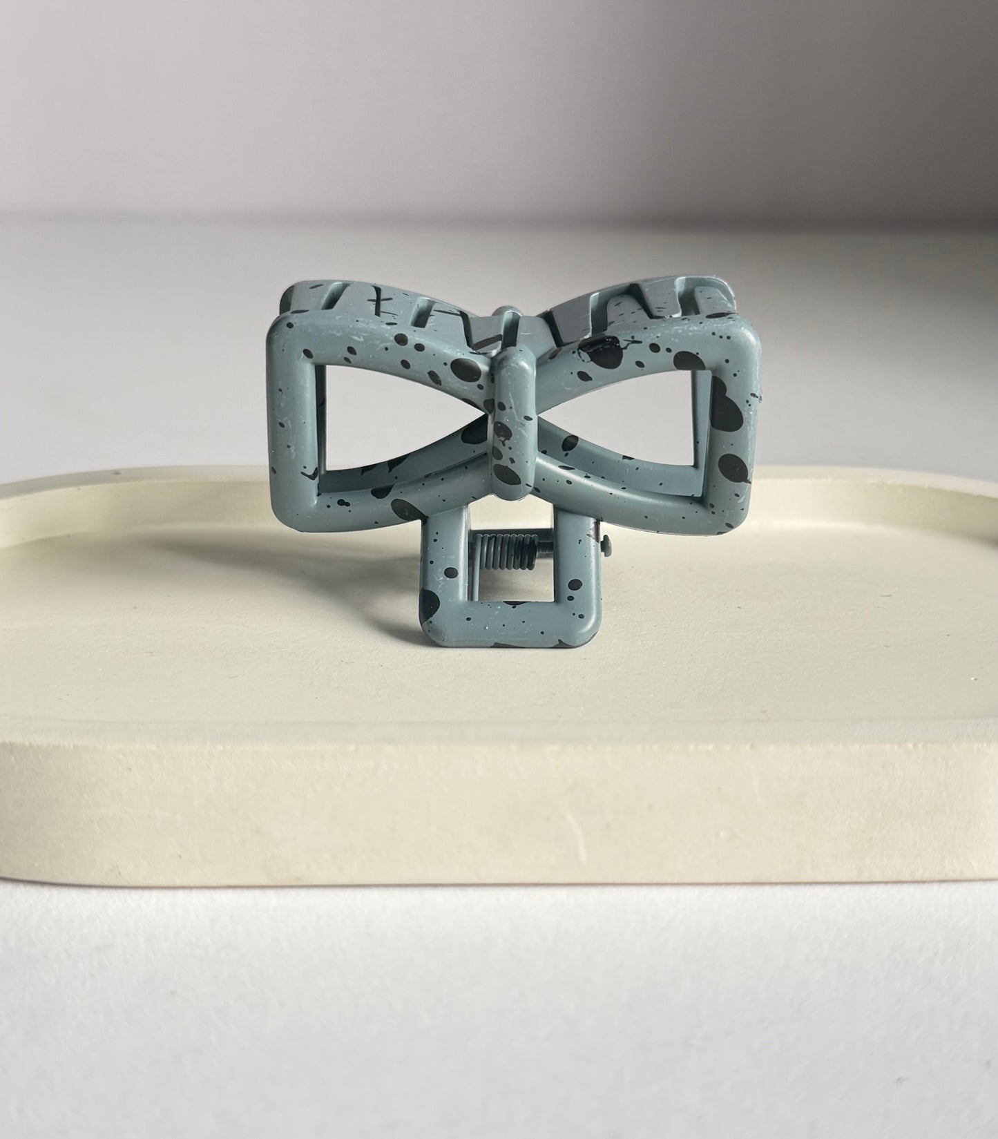 Sweet Polka Bow Claw Clip - Grey