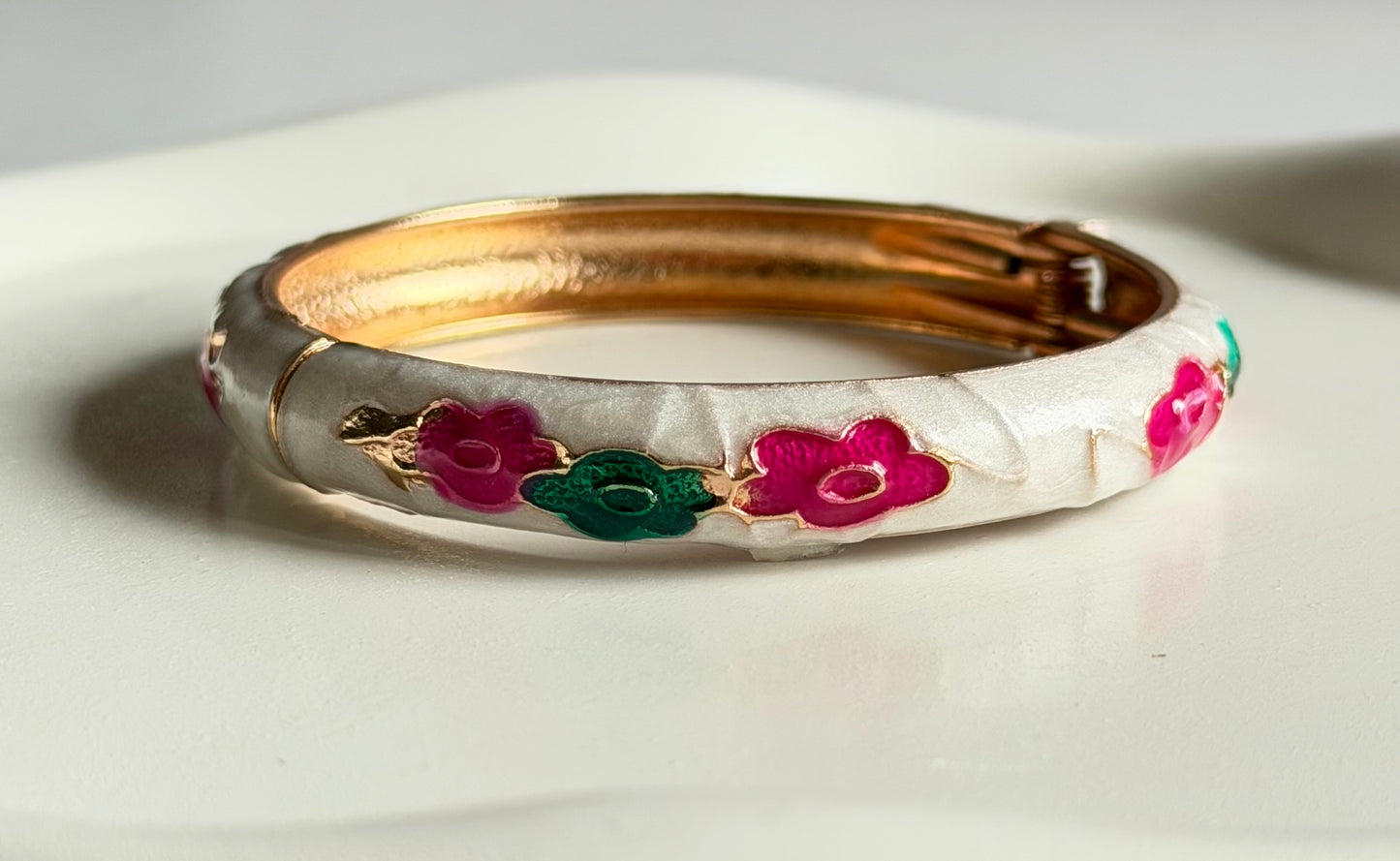 AuraCurve Enamel Bangle Bracelet -  White