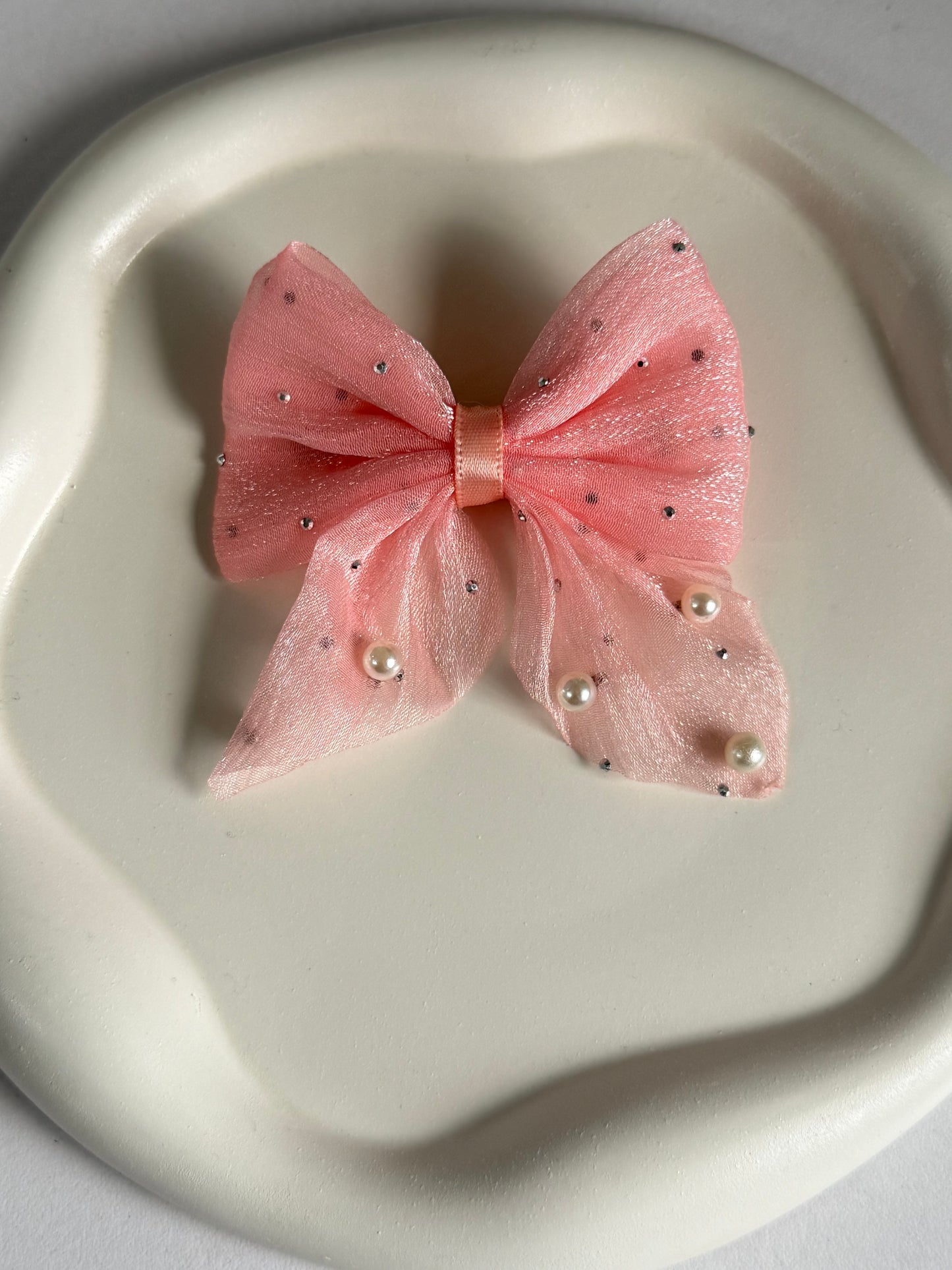Pretty Bow Hair Clip - Peach