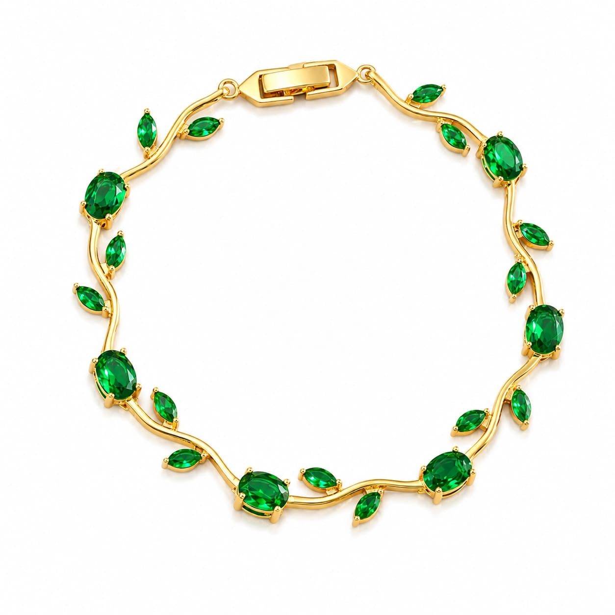Tulip Elegance Anti-Tarnish Chain Bracelet - Green