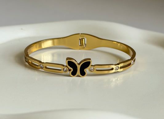 Midnight Butterfly Anti Tarnish Kada Bracelet ( Regular Size)