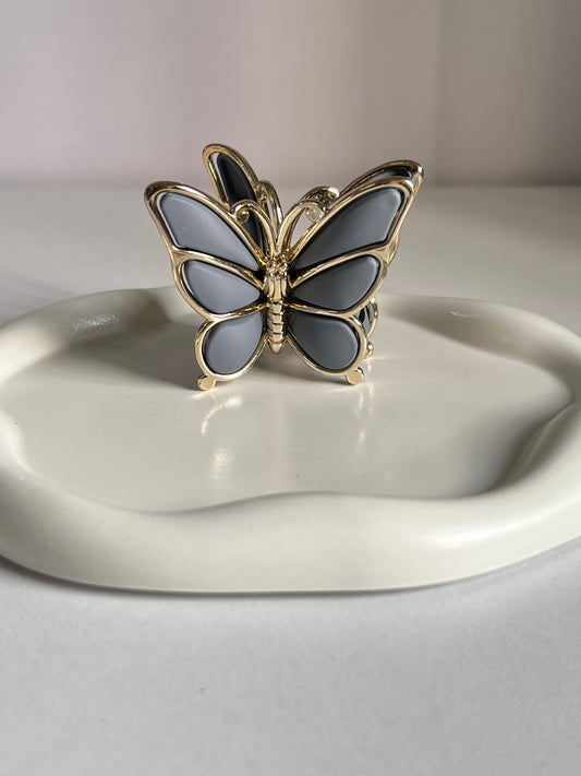 Luxe Flutter Butterfly Claw Clip - Grey