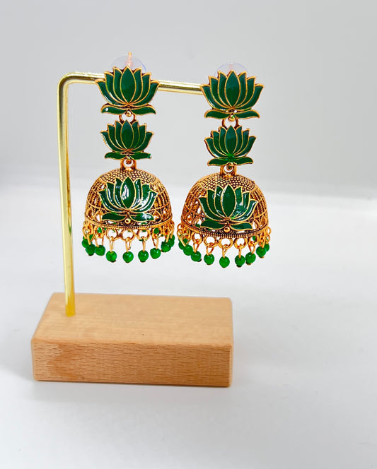 Blooming Lotus Two Tire Jumka - Green