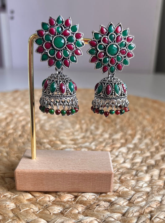 FolkFusion Oxidised Jumka Earrings