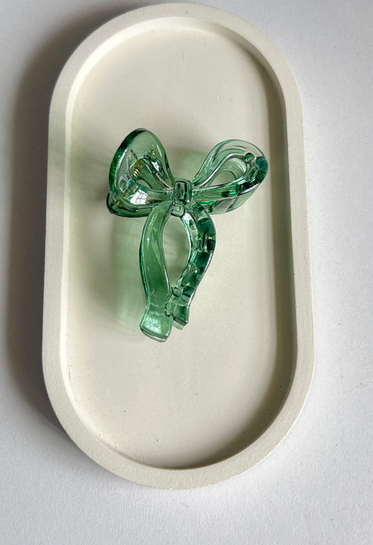 Glossy Bow Claw Clip - Green