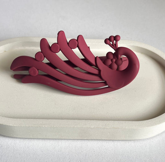 Peacock Elegance Hair Clip - Maroon