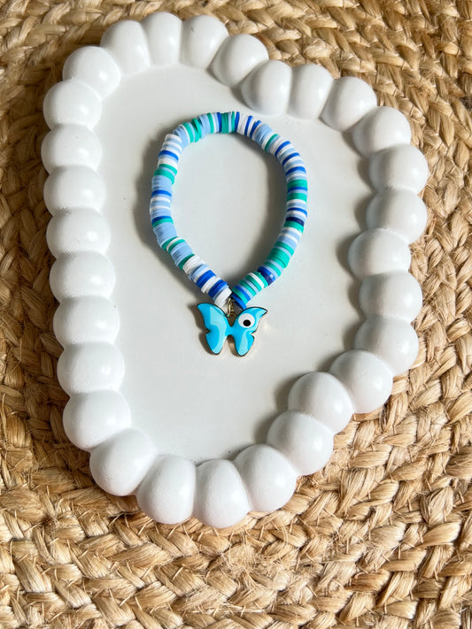 Trendy Evil Eye Butterfly Bracelet - Light Blue