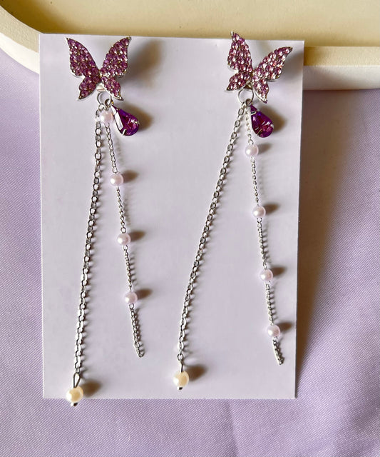 Korean Style Purple Butterfly Earrings