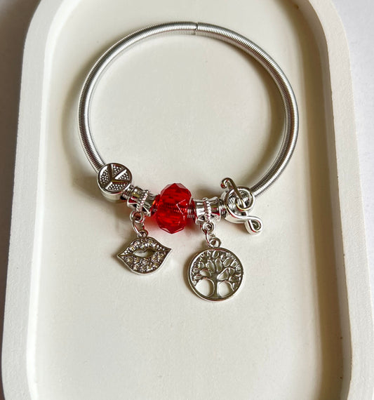 Ruby Vibes Pandora Style Charm Bracelet