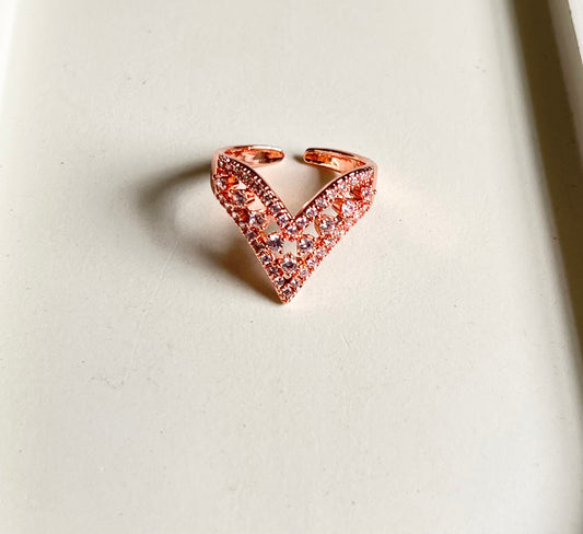 V Luxe Rose Gold Ring-Anti-Tarnish & Adjutable