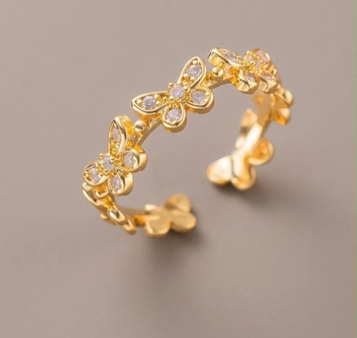 Dainty Fluttering Butterfly Anti Tarnish Adjustable Ring