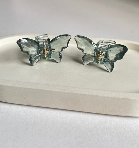 Twin Wings Mini Butterfly Hair Clips (2 Pieces) -  Grey