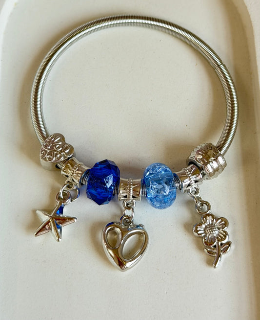 Cosmic Bluebell Pandora Style Charm Bracelet