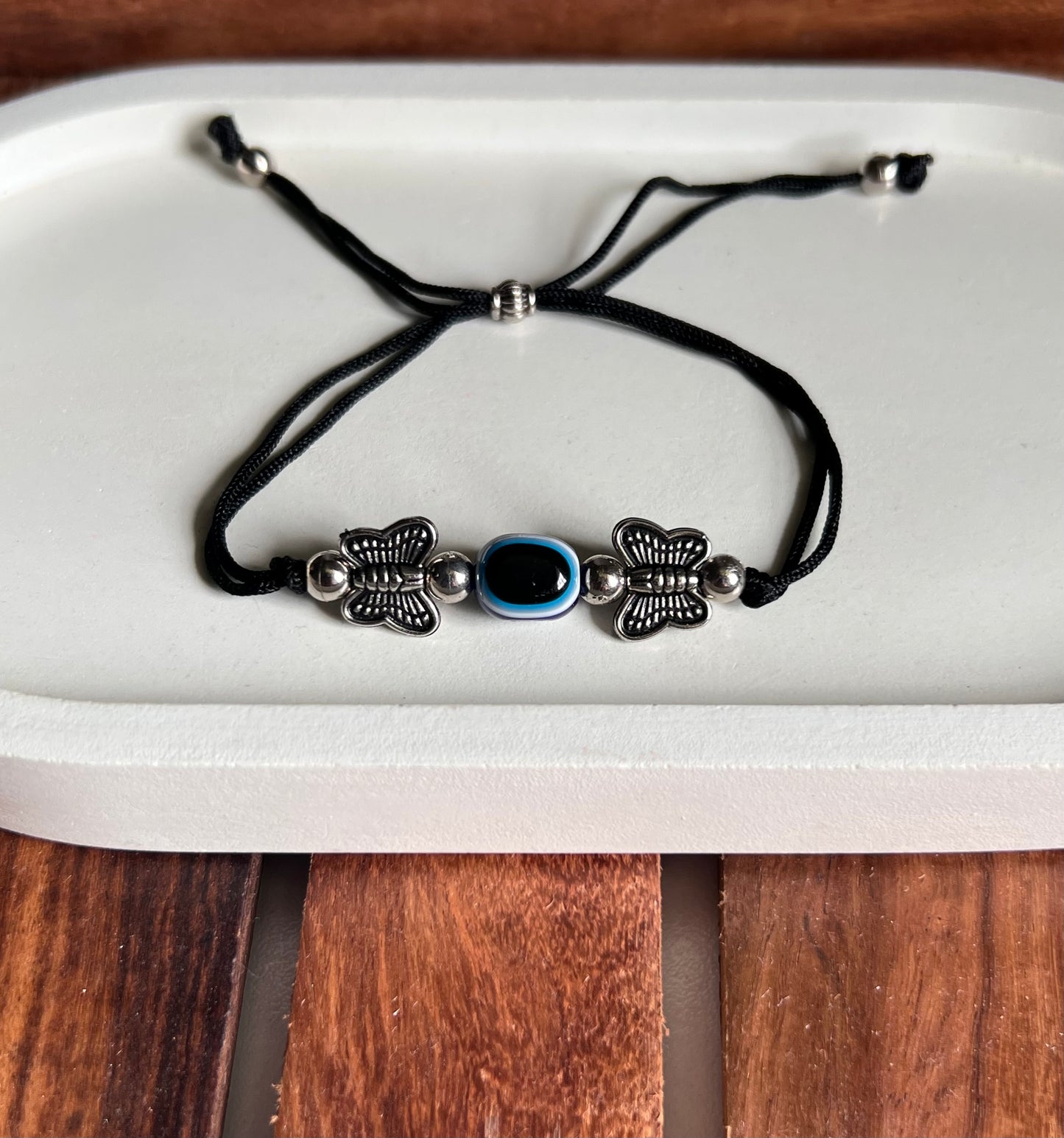 Trendy Evil Eye Butterfly & Floral Threaded Anklets - 2 Pieces