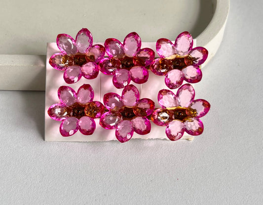 Korean Style Glossy Petal Clips ( 2 Pieces) - Dark Pink