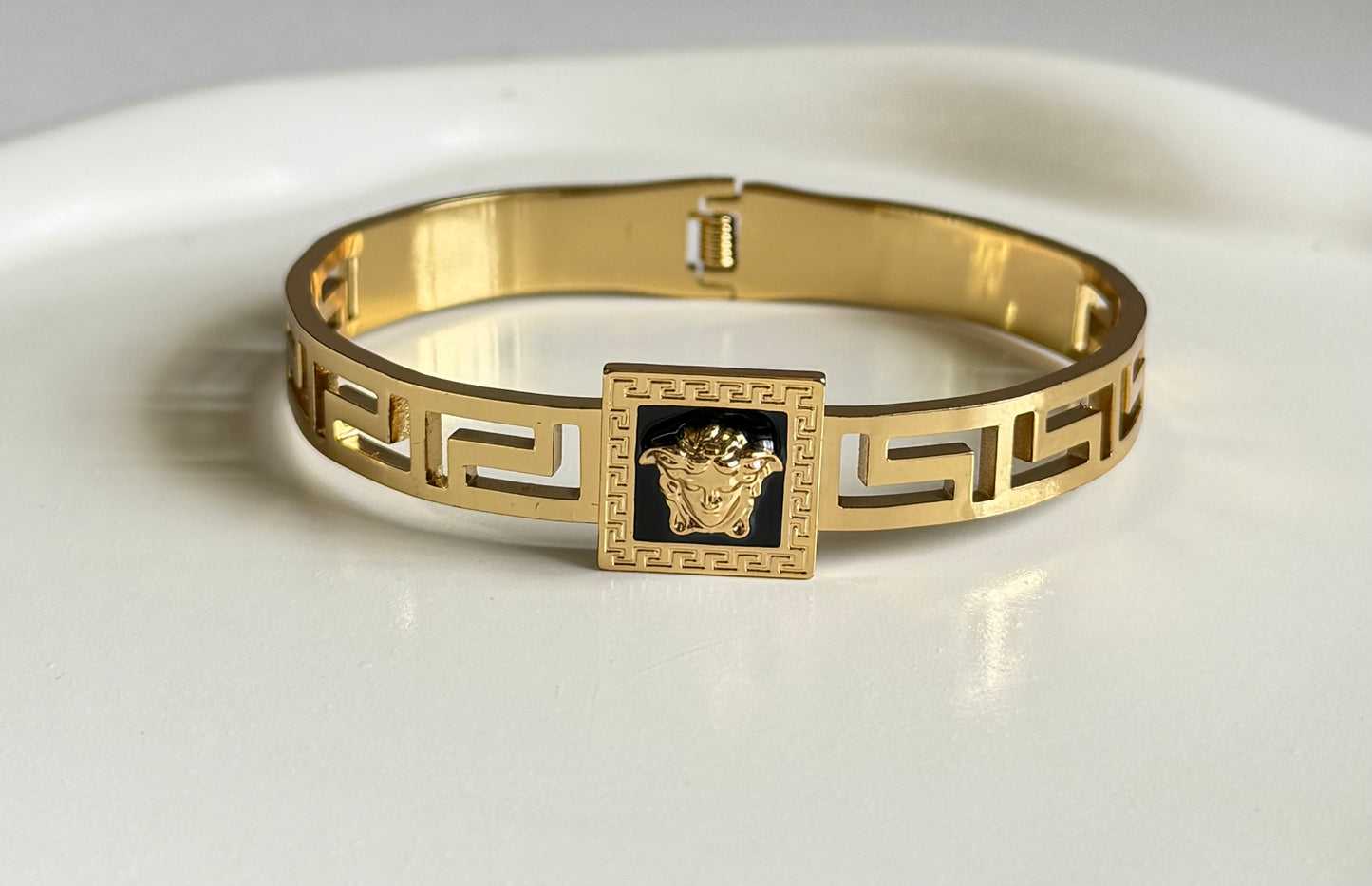 Iconic Medusa Square Anti Tarnish Kada Bracelet - Regular Size