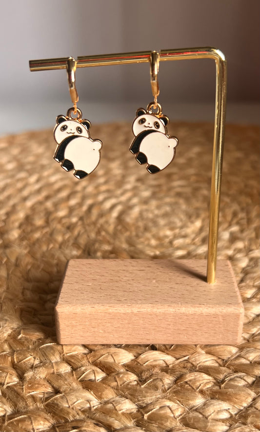 Cute Panda Hoops Earrings - Style 2