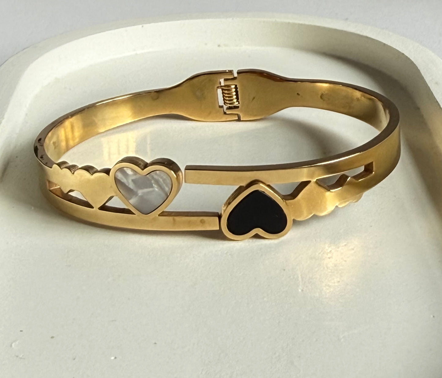 The Monochrome Hearts Anti Tarnish Kada Bracelet - Regular Size