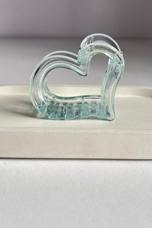 Glossy Heart Claw Clip - Light Green