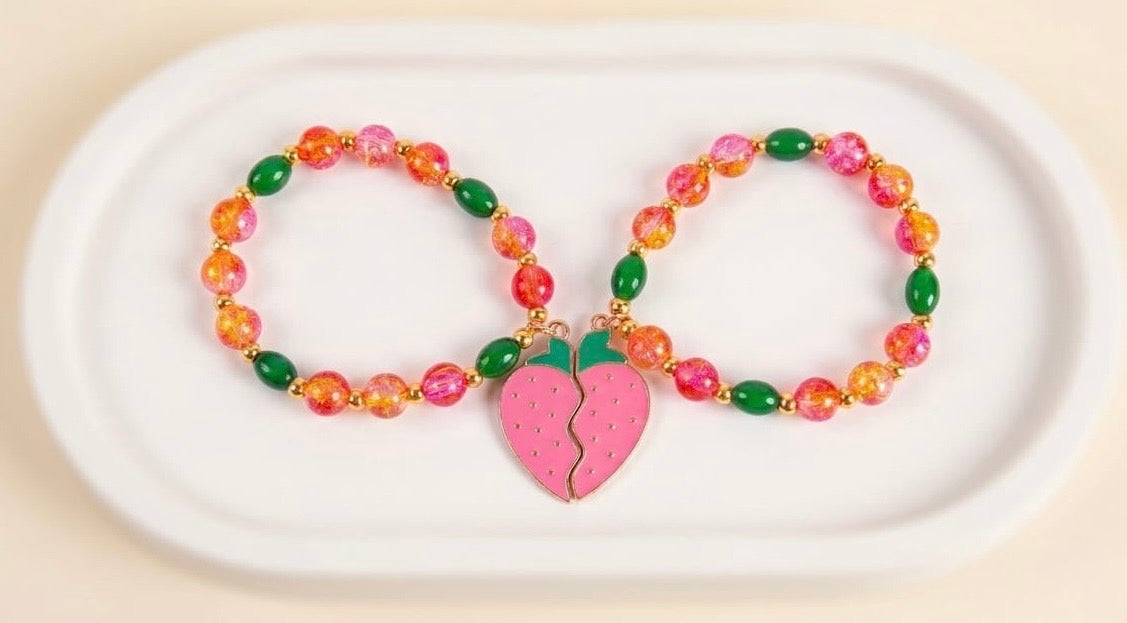 Berry Bestie Magnetic Strawberry Magnetic  Best Friends Bracelet ( Pack of 2)