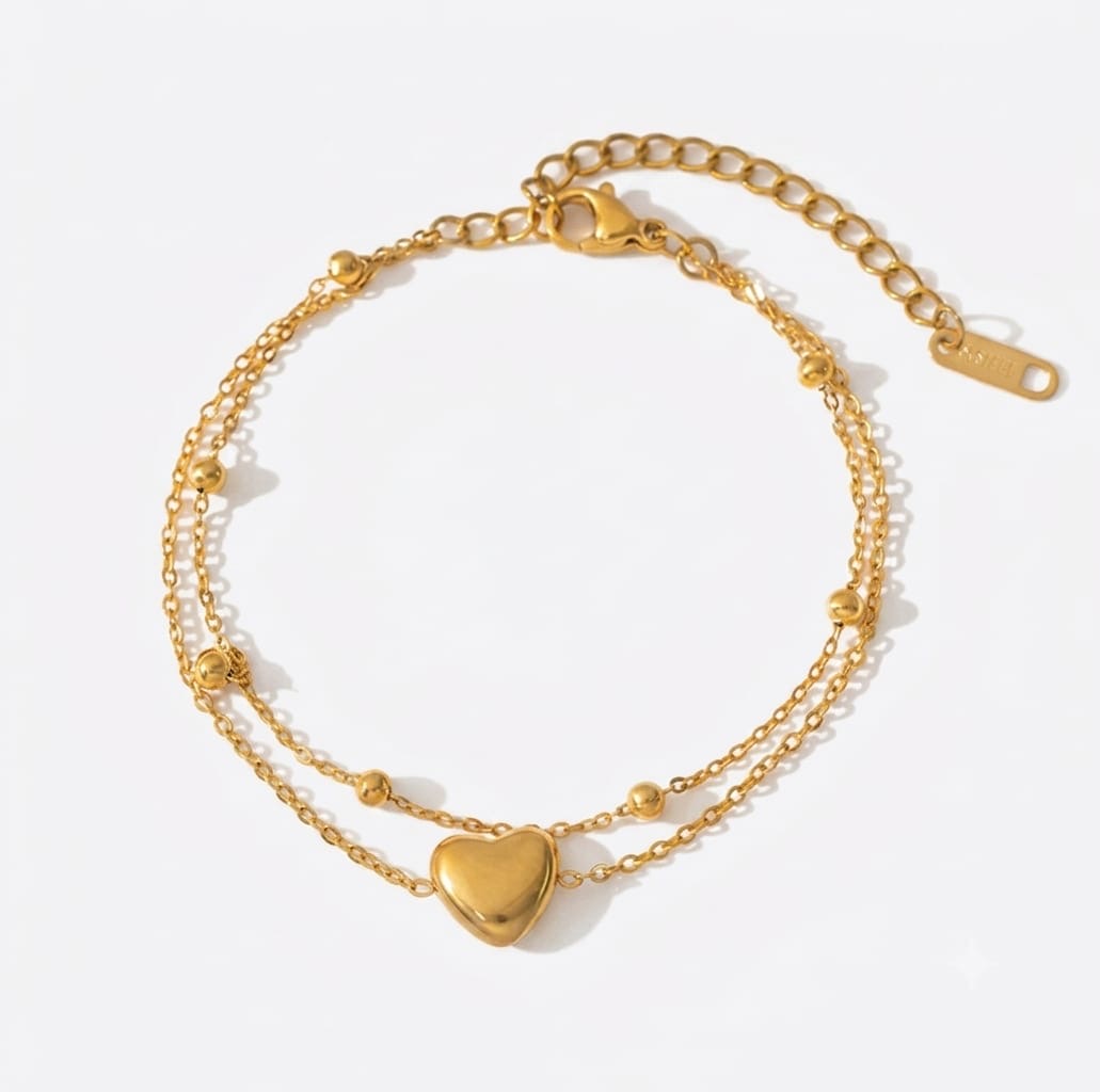 Serene Heart Double Layer Anti-Tarnish Chain Bracelet