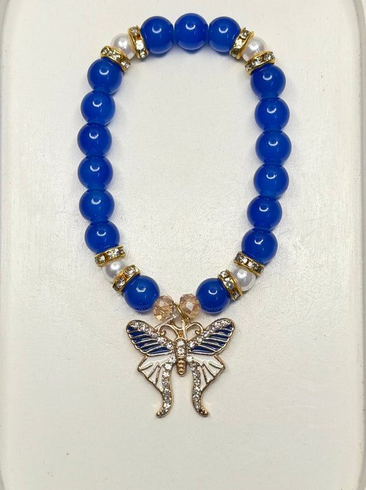Royal Blue Butterfly Beads Bracelet