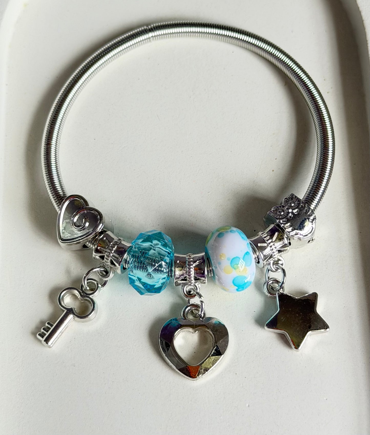 Starlight & Teal Pandora Style Charm Bracelet
