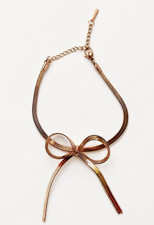 Soft Girl Aesthetic Bow Anti Tarnish Chain Bracelet - Big Wrist