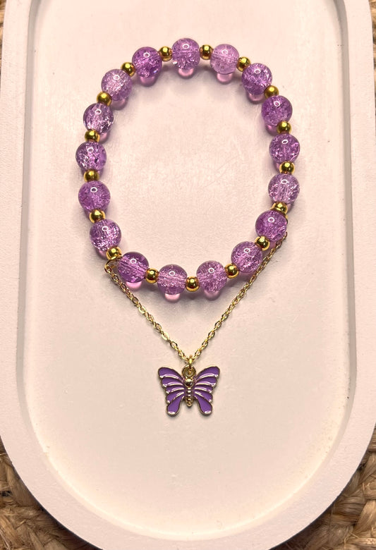 Purple Flutter Beads Bracelet