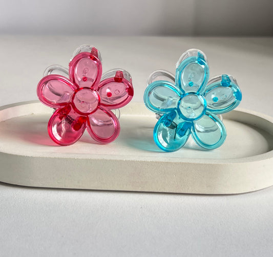 Glossy Bloom Dual- Tone Mini Claw Clip - Red & Blue