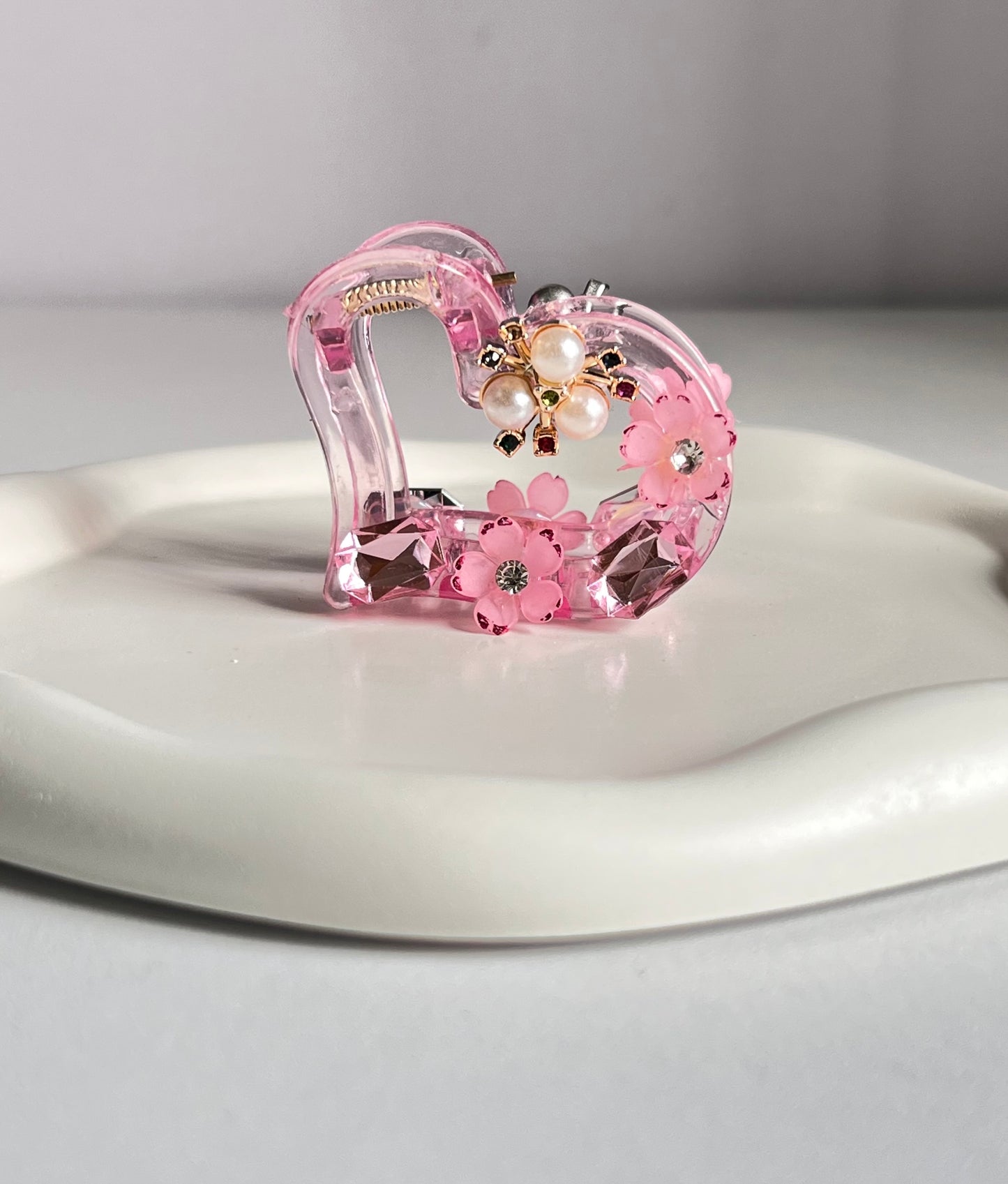 Eternal Bloom Heart Claw Clip - Pink