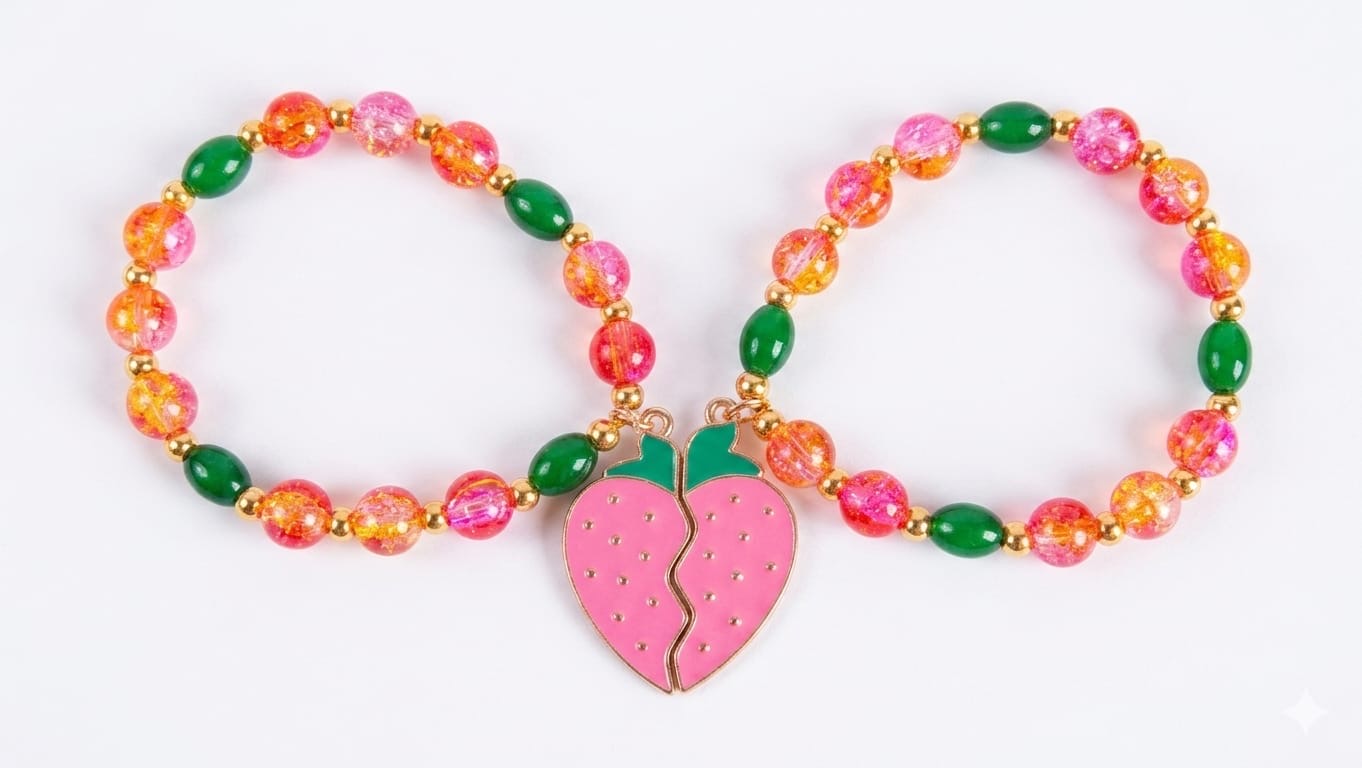 Berry Bestie Magnetic Strawberry Magnetic  Best Friends Bracelet ( Pack of 2)