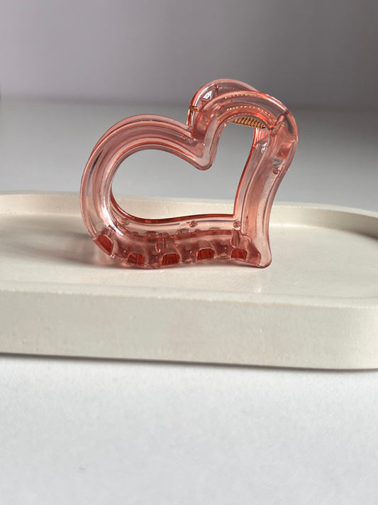 Glossy Heart Claw Clip - Dark Pink