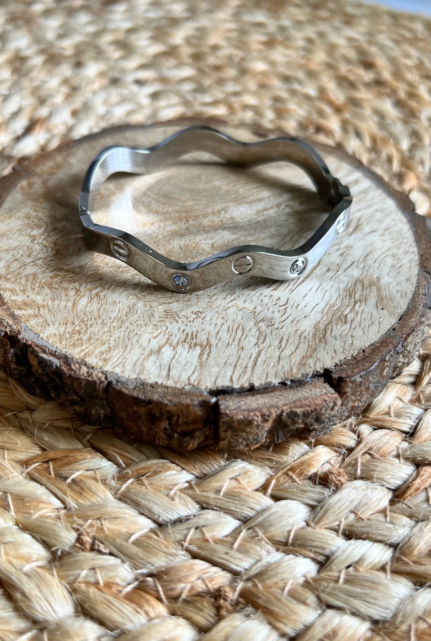 Forever Gleam Swirly Kada Bracelet - Silver