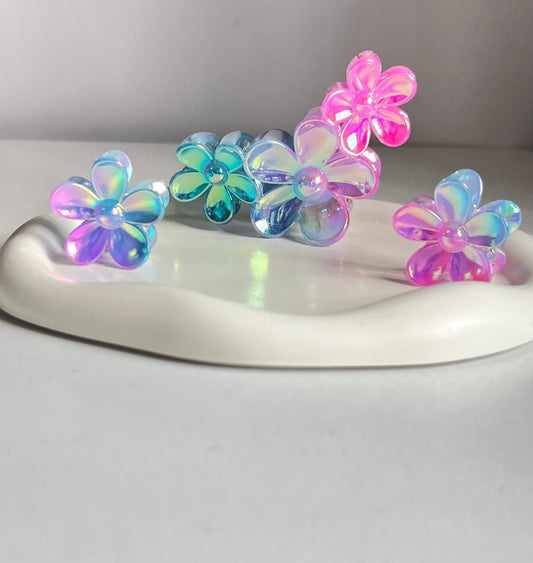 Aurora Bloom Trio Claw Clips - Pinkish Blue
