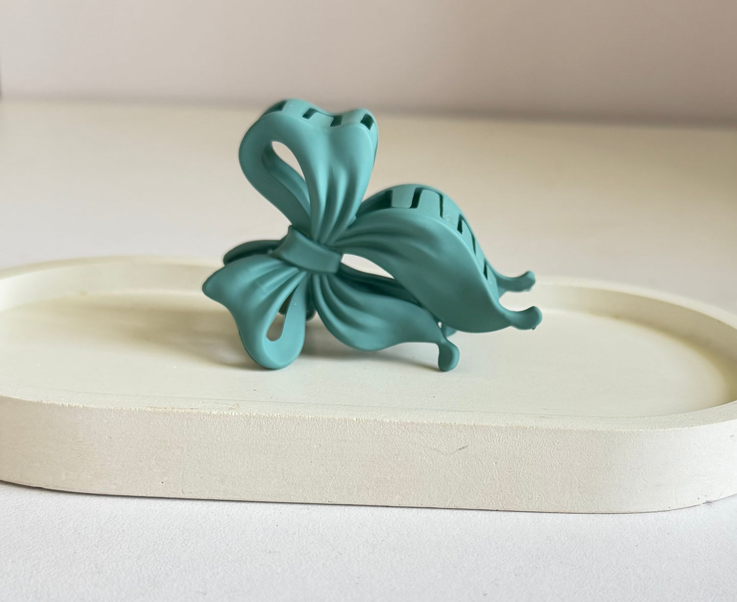 Sweetheart Bow Medium Size Claw Clip - Teal