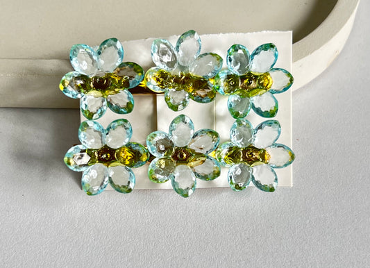 Korean Style Glossy Petal Clips ( 2 Pieces) - Teal