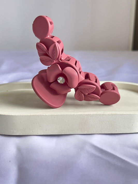 Floral Whisper Claw Clip - Dark Pink